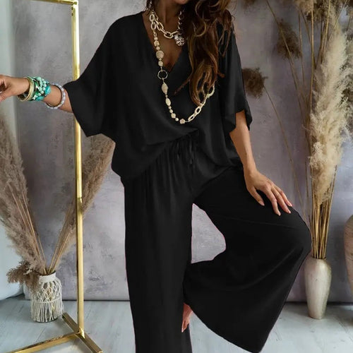 Ensemble Décontracté Chic – Haut Long et Pantalon Ample