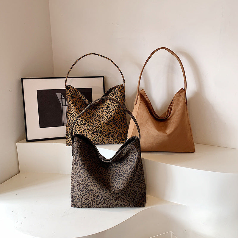 Sac cabas imprimé léopard et camel - vue ensemble