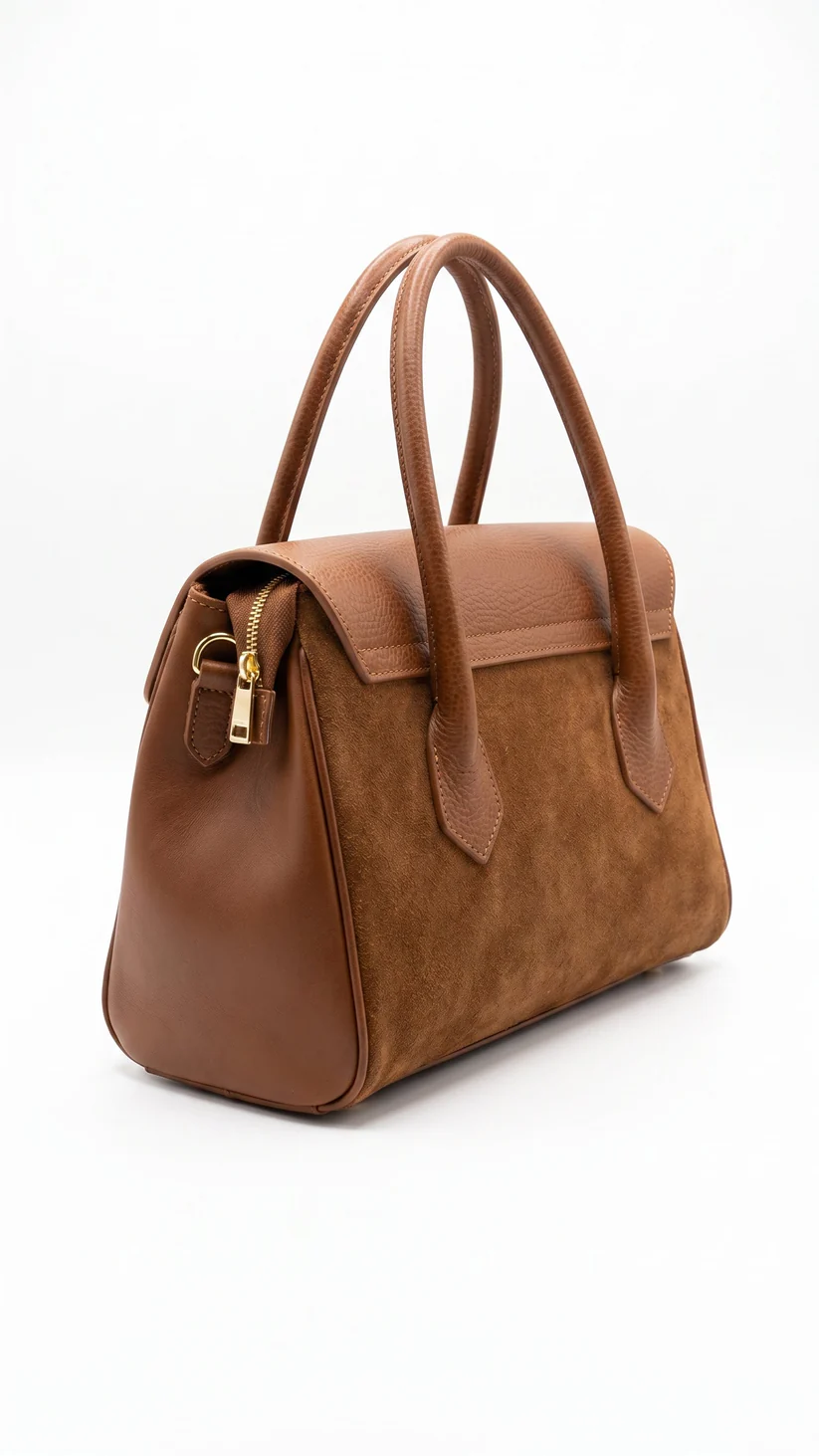 Sac à main camel en cuir Dollaro et suédé – Made in Italy
