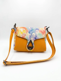 Sac bandoulière cuir Dollaro jaune fleuri - Fabriqué en Italie