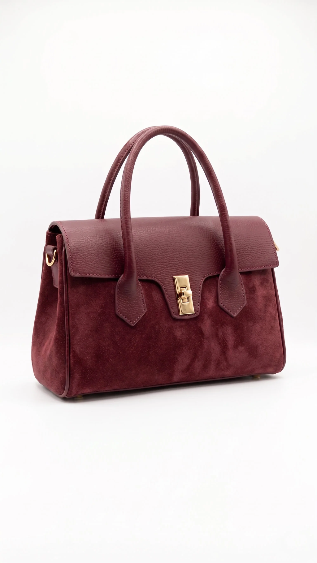 Sac à main bordeaux en cuir Dollaro et suédé – Made in Italy