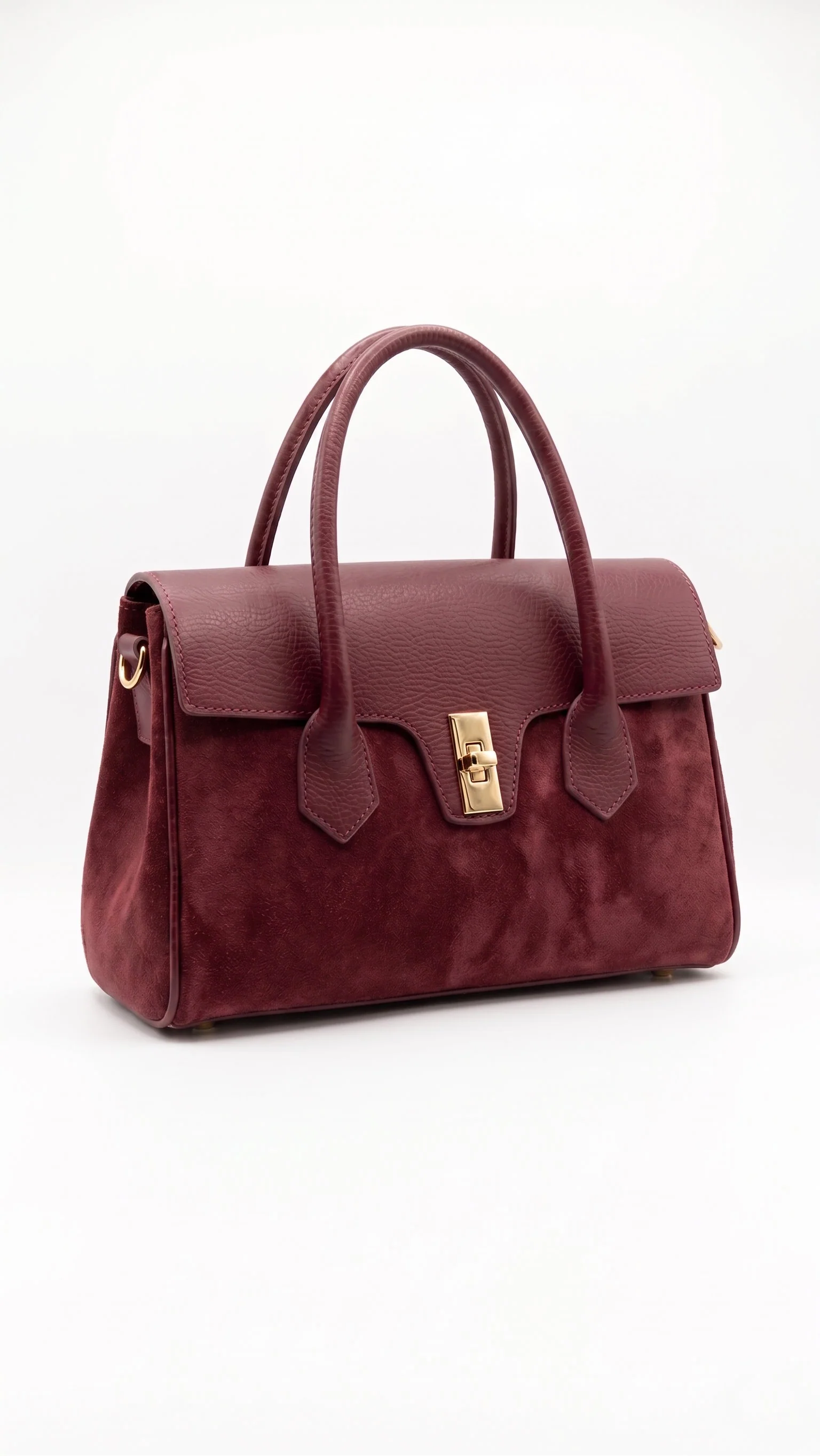 Sac à main bordeaux en cuir Dollaro et suédé – Made in Italy