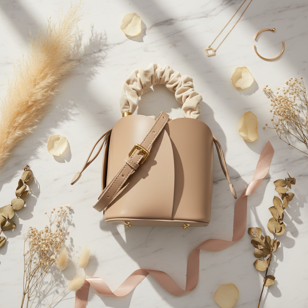 Sac Bucket Fleur – Flat Lay